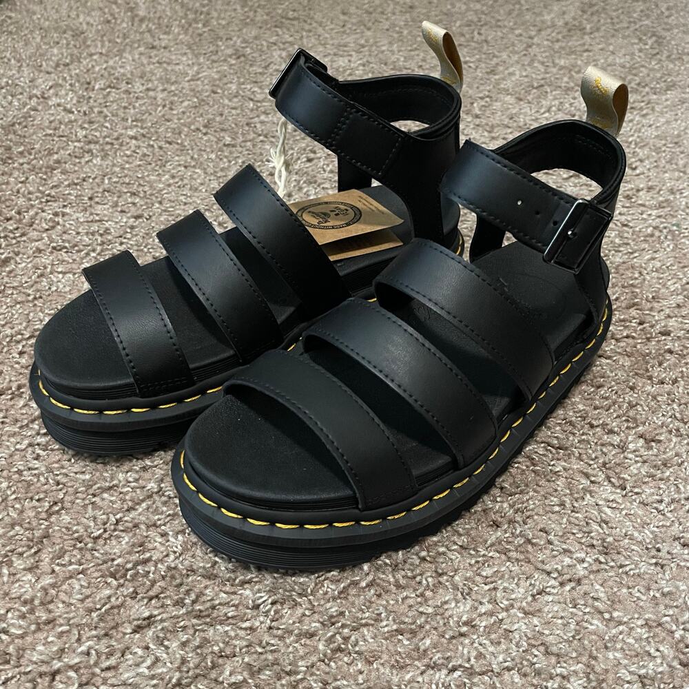 NEW Dr. Martens Vegan Blaire Sandals Black Felix Rub Off - Size 8 - Picture 3 of 6